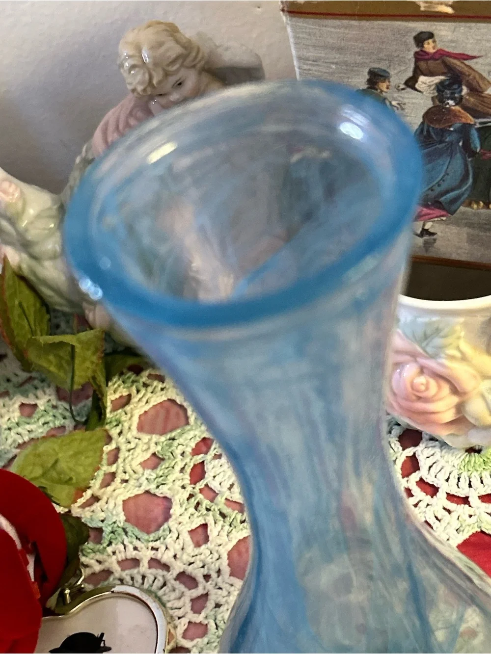 Hand-Blown Swirled Glass Vase in Deep Blue